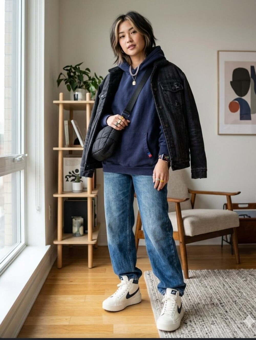 Kule Navy Blue Hoodie Sweatshirt Women'a Large Casual Activewear Cotton